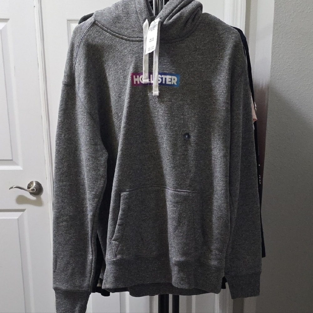 Hollister Charcoal Hoodie with Multicolor Logo